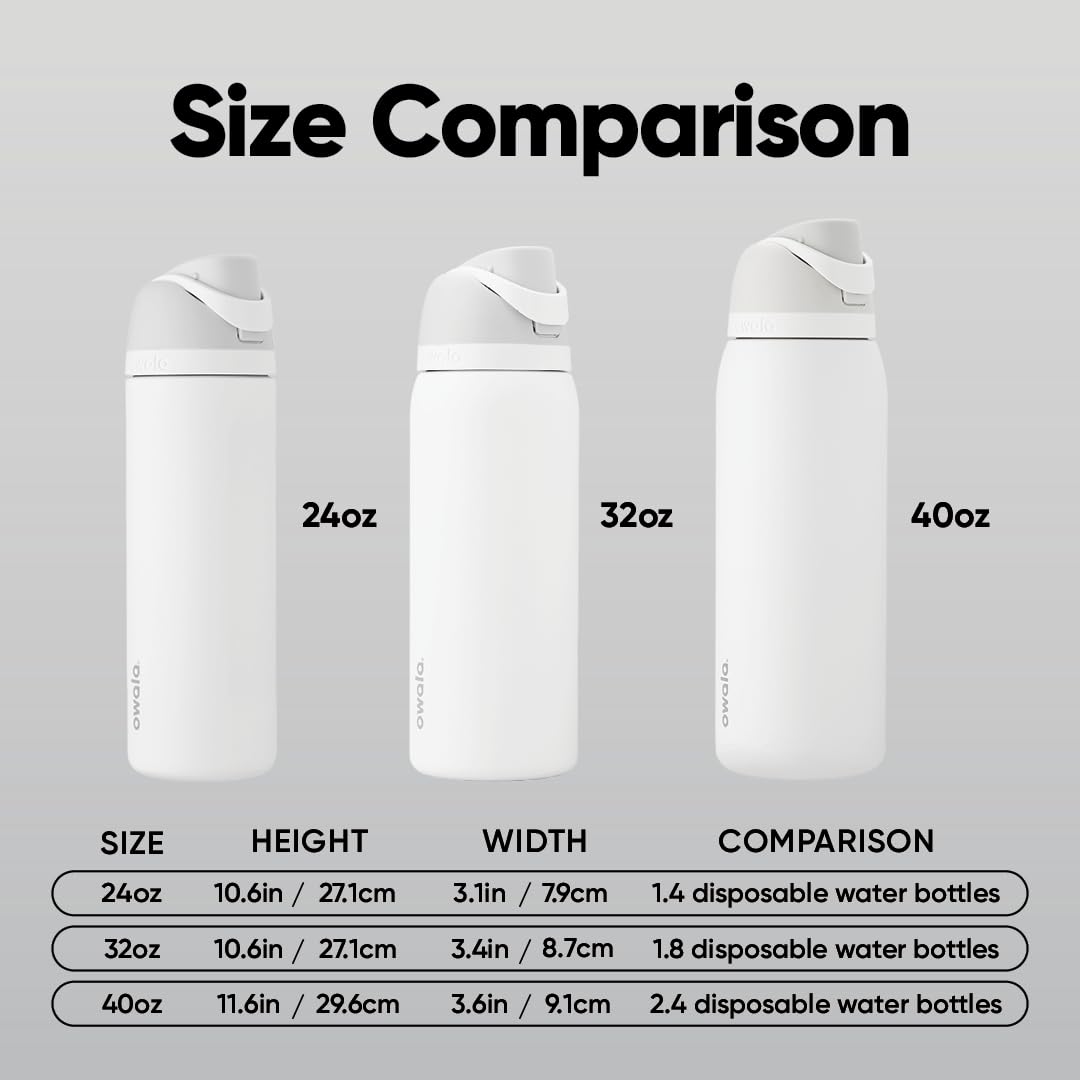 Owala FreeSip Insulated Stainless Steel Water Bottle with Straw for Sports and Travel, BPA-Free, 24oz, Foggy Tide