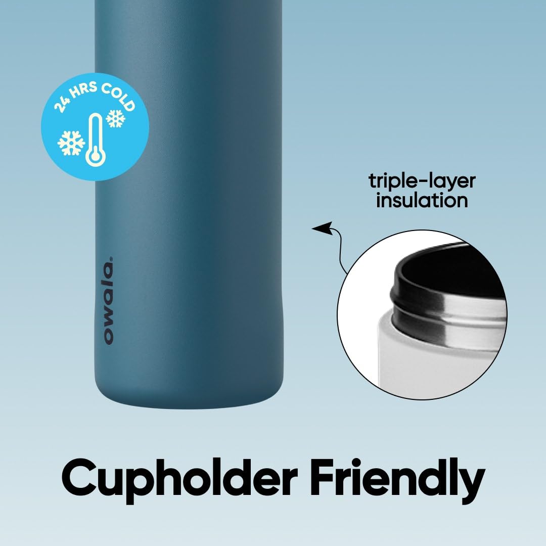 Owala FreeSip Insulated Stainless Steel Water Bottle with Straw for Sports and Travel, BPA-Free, 24oz, Foggy Tide