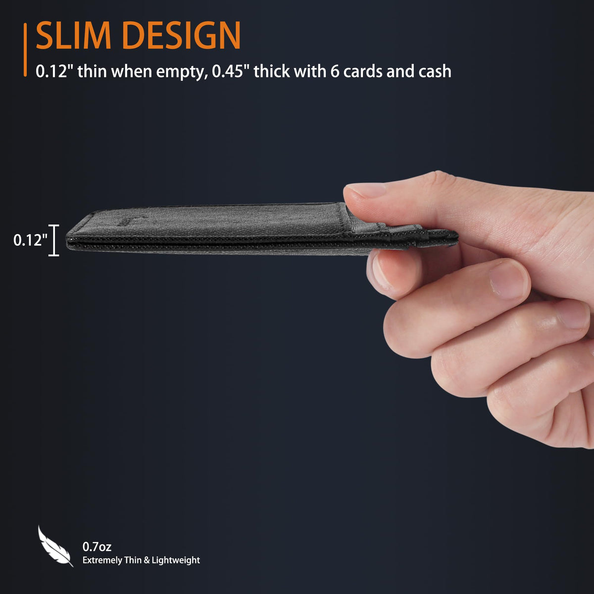 Slim Wallet, Leather, RFID Blocking Medium Size