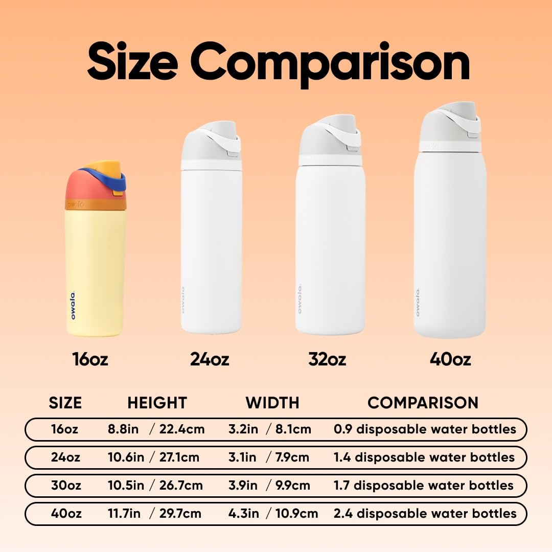 Owala FreeSip Insulated Stainless Steel Water Bottle with Straw for Sports and Travel, BPA-Free, 24oz, Foggy Tide