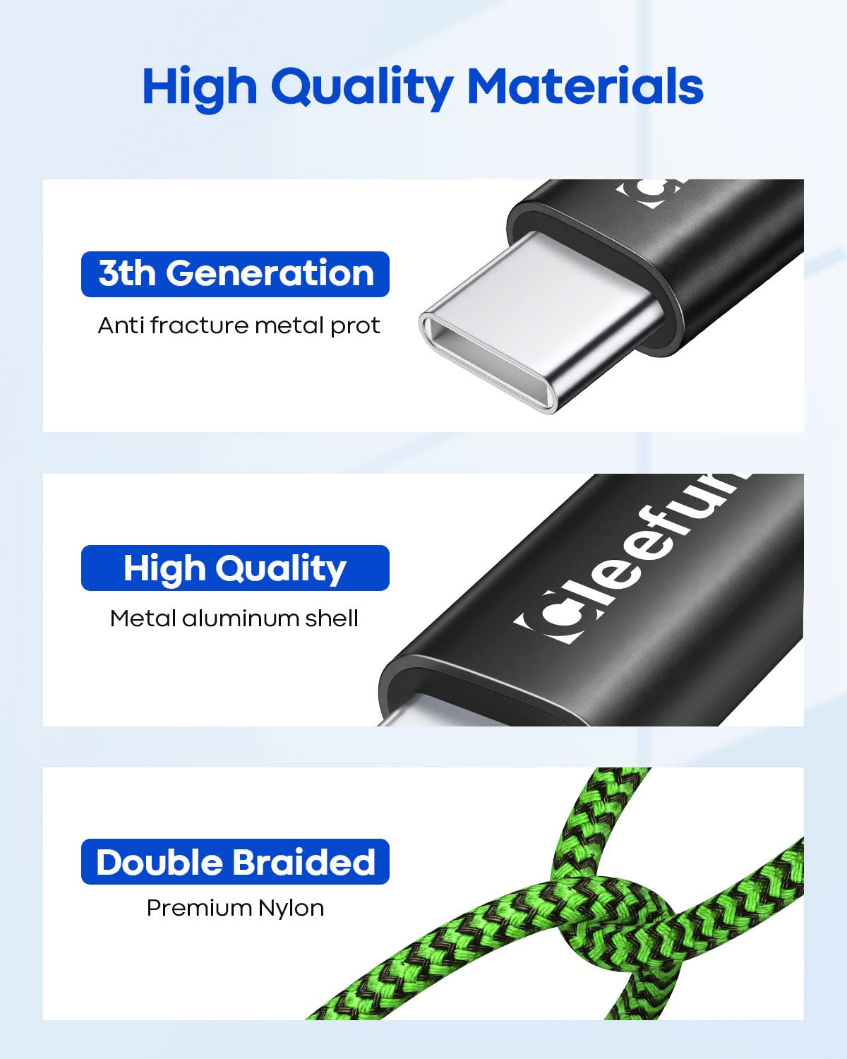 USB C Cable 6ft 5pack CLEEFUN | USB A to USB C Fast Charging USBC Cable