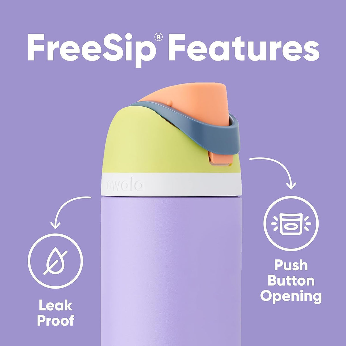 Owala FreeSip Insulated Stainless Steel Water Bottle with Straw for Sports and Travel, BPA-Free, 24oz, Foggy Tide