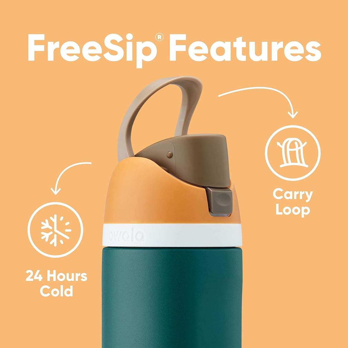 Owala FreeSip Insulated Stainless Steel Water Bottle with Straw for Sports and Travel, BPA-Free, 24oz, Foggy Tide