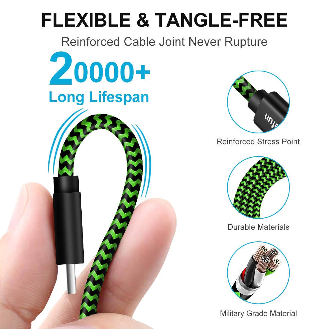 USB C Cable 6ft 5pack CLEEFUN | USB A to USB C Fast Charging USBC Cable