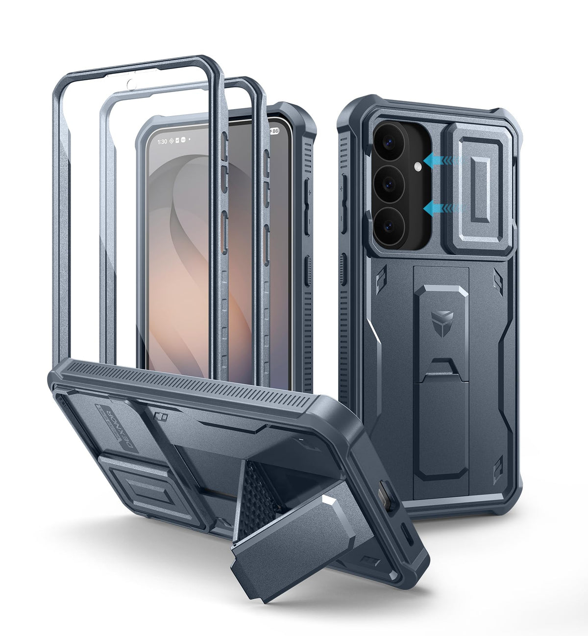 Dexnor for Samsung Galaxy S25 Ultra Case with Built-in Slide Camera Cover & Screen Protector & Kickstand, Heavy-Duty Shockproof Rugged Case Full-Body Bumper Protective Cover - Black