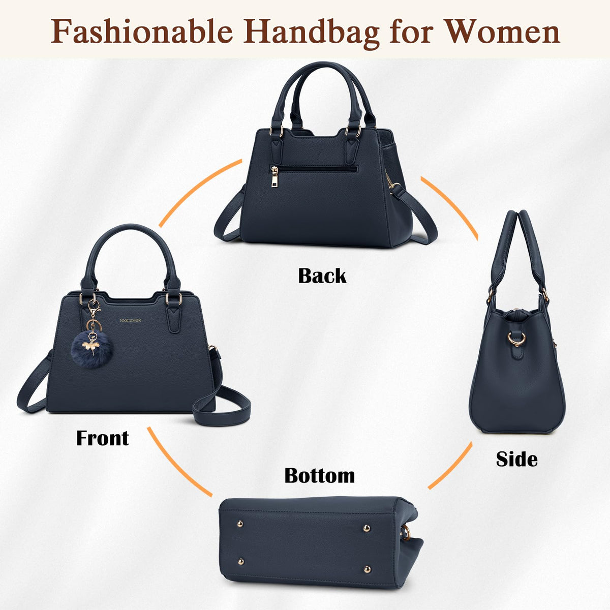 IGOLUMON Top-Handle Handbag Leather Purses for Women Waterproof Crossbody Womens Handbags Anti Theft Tote Purse Ladies