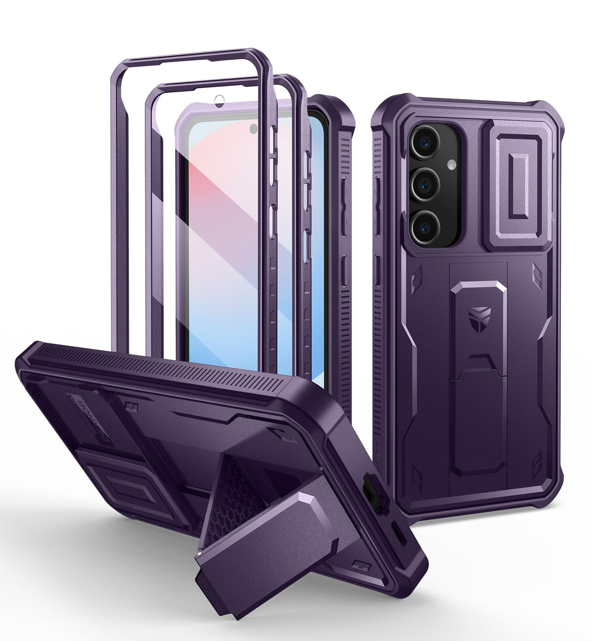 Dexnor for Samsung Galaxy S25 Ultra Case with Built-in Slide Camera Cover & Screen Protector & Kickstand, Heavy-Duty Shockproof Rugged Case Full-Body Bumper Protective Cover - Black