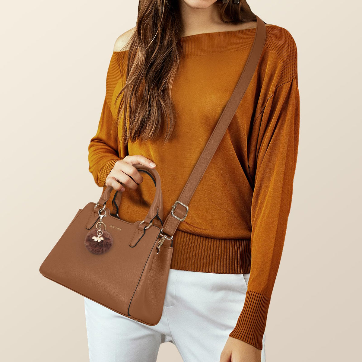 IGOLUMON Top-Handle Handbag Leather Purses for Women Waterproof Crossbody Womens Handbags Anti Theft Tote Purse Ladies