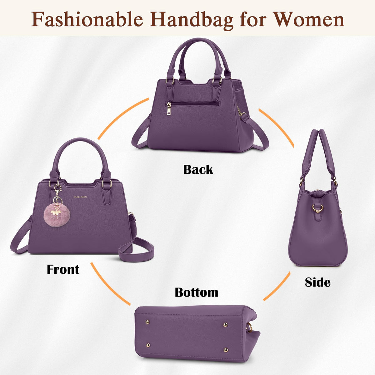 IGOLUMON Top-Handle Handbag Leather Purses for Women Waterproof Crossbody Womens Handbags Anti Theft Tote Purse Ladies