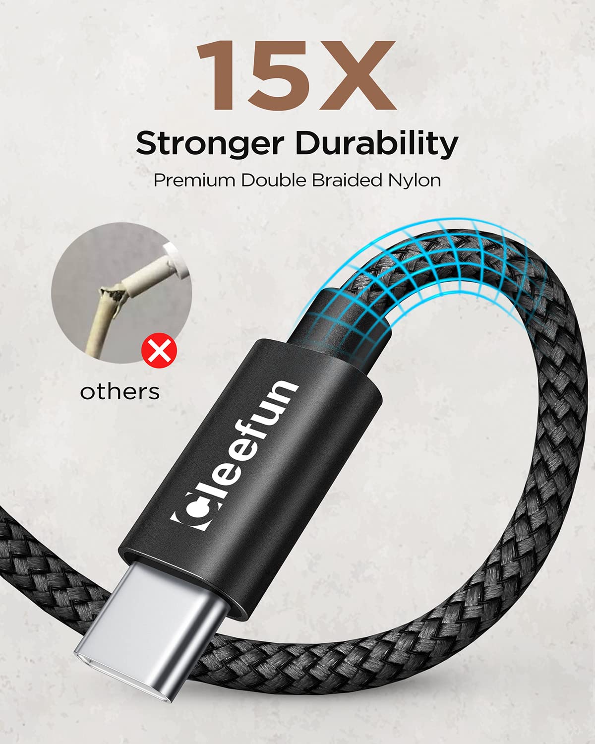 USB C Cable 6ft 5pack CLEEFUN | USB A to USB C Fast Charging USBC Cable