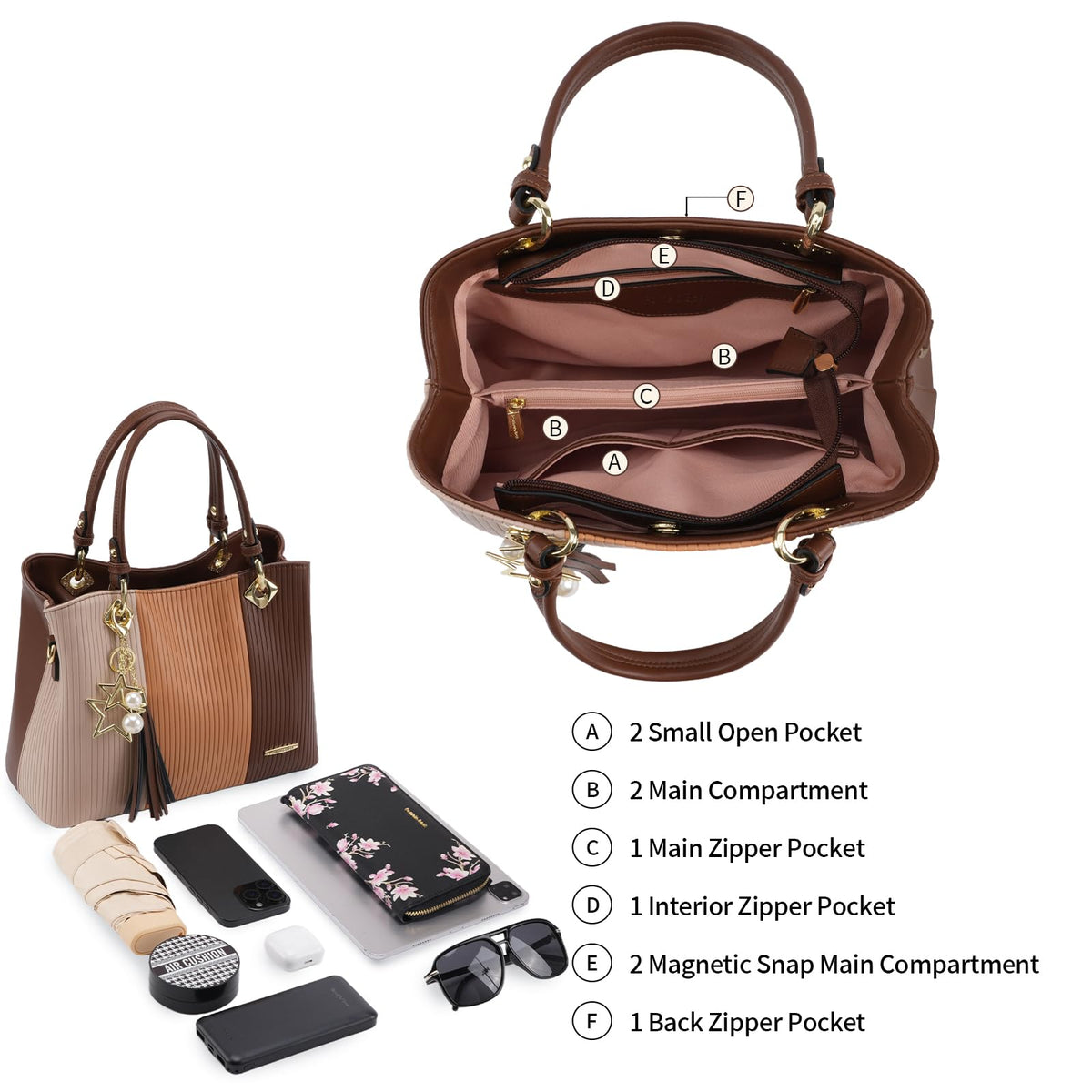 Pomelo Best Handbags for Women with Multiple Internal Pockets in Pretty Color Combination