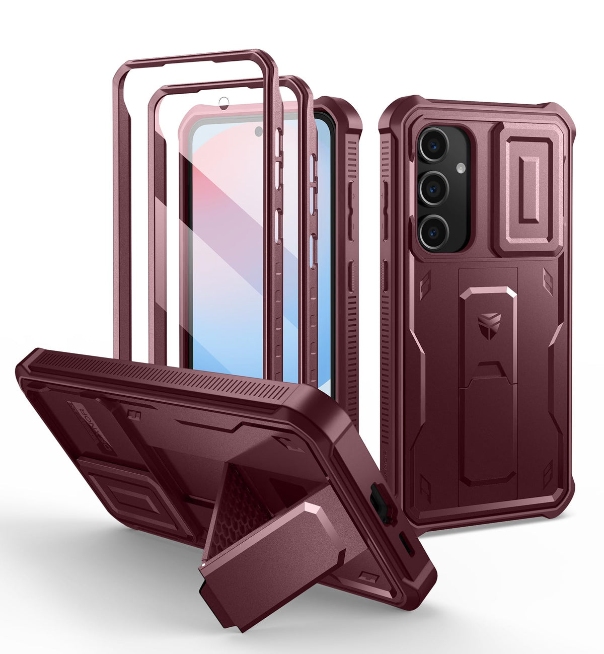 Dexnor for Samsung Galaxy S25 Ultra Case with Built-in Slide Camera Cover & Screen Protector & Kickstand, Heavy-Duty Shockproof Rugged Case Full-Body Bumper Protective Cover - Black