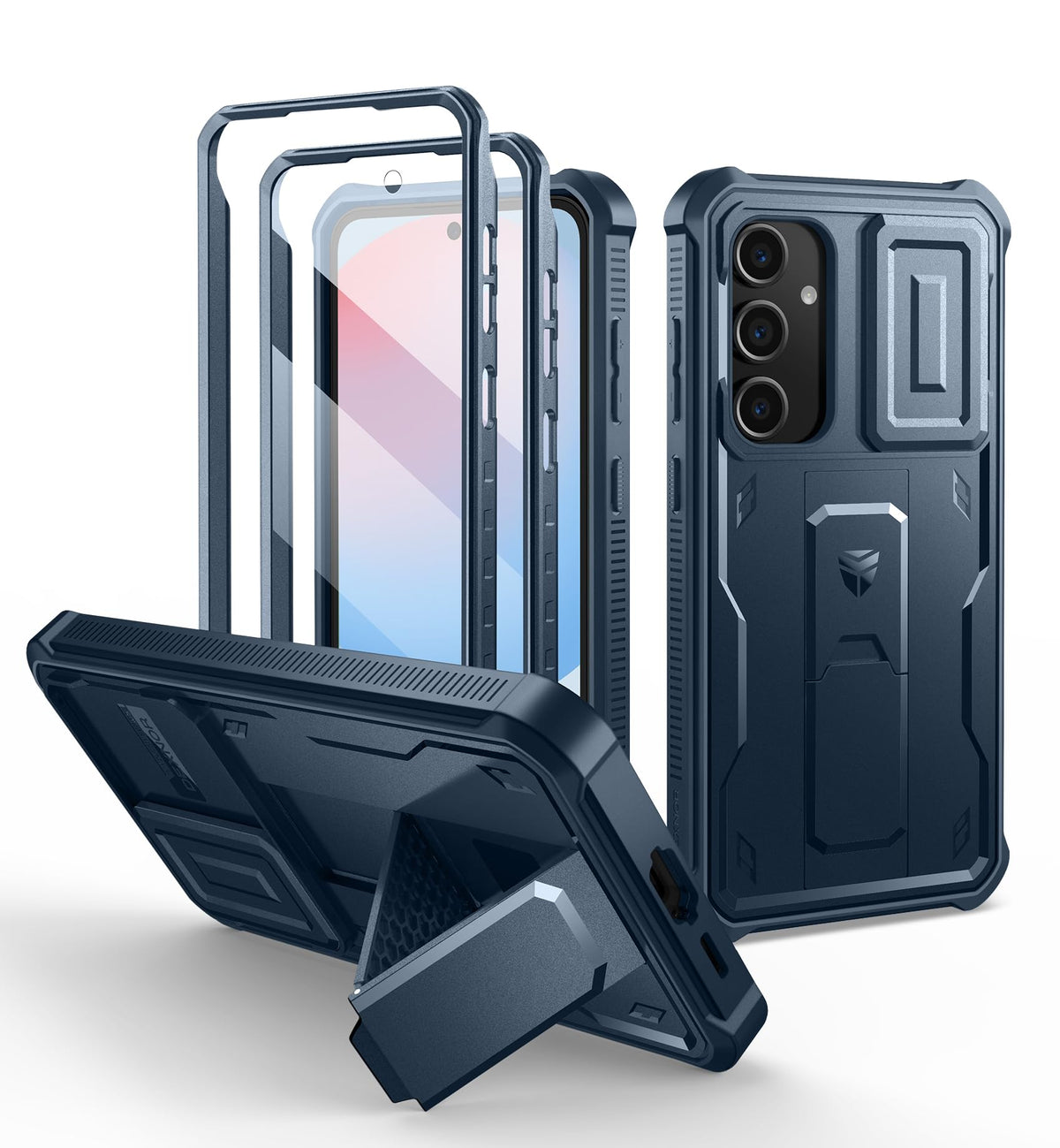 Dexnor for Samsung Galaxy S25 Ultra Case with Built-in Slide Camera Cover & Screen Protector & Kickstand, Heavy-Duty Shockproof Rugged Case Full-Body Bumper Protective Cover - Black