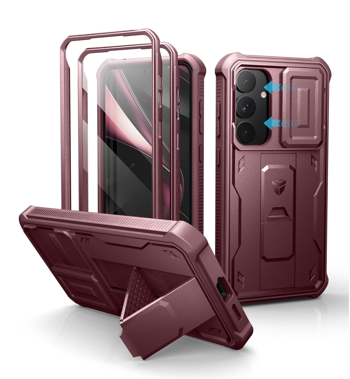 Dexnor for Samsung Galaxy S25 Ultra Case with Built-in Slide Camera Cover & Screen Protector & Kickstand, Heavy-Duty Shockproof Rugged Case Full-Body Bumper Protective Cover - Black