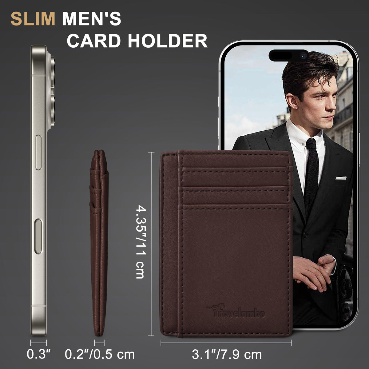 Slim Wallet, Leather, RFID Blocking Medium Size
