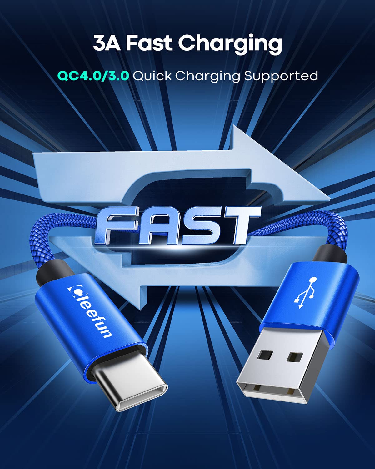 USB C Cable 6ft 5pack CLEEFUN | USB A to USB C Fast Charging USBC Cable
