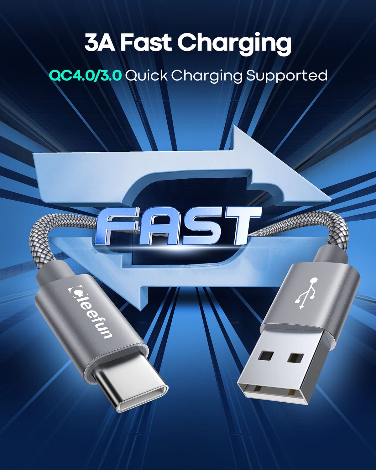 USB C Cable 6ft 5pack CLEEFUN | USB A to USB C Fast Charging USBC Cable