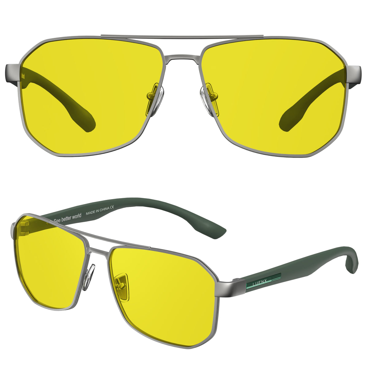 LUENX Aviator Polarized Sunglasses for Men: Square UV400 Driving