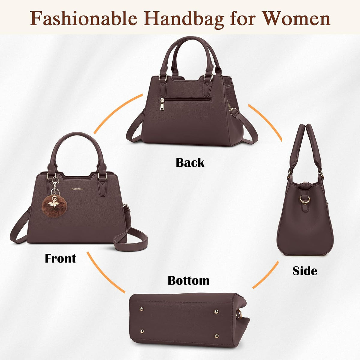 IGOLUMON Top-Handle Handbag Leather Purses for Women Waterproof Crossbody Womens Handbags Anti Theft Tote Purse Ladies