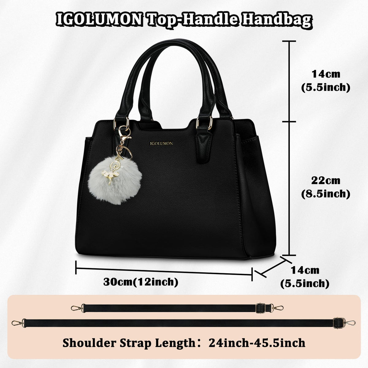 IGOLUMON Top-Handle Handbag Leather Purses for Women Waterproof Crossbody Womens Handbags Anti Theft Tote Purse Ladies