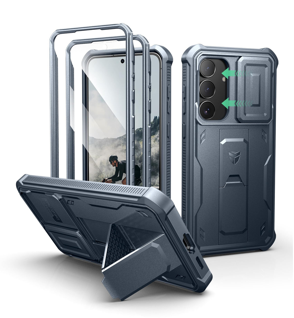 Dexnor for Samsung Galaxy S25 Ultra Case with Built-in Slide Camera Cover & Screen Protector & Kickstand, Heavy-Duty Shockproof Rugged Case Full-Body Bumper Protective Cover - Black