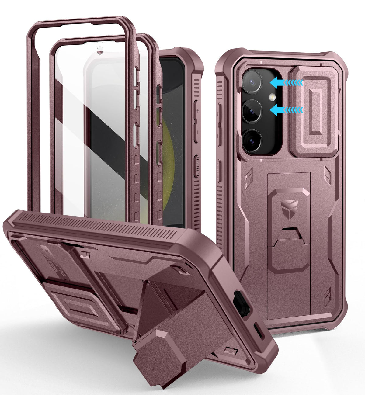 Dexnor for Samsung Galaxy S25 Ultra Case with Built-in Slide Camera Cover & Screen Protector & Kickstand, Heavy-Duty Shockproof Rugged Case Full-Body Bumper Protective Cover - Black