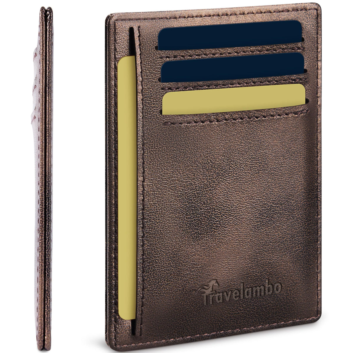 Slim Wallet, Leather, RFID Blocking Medium Size