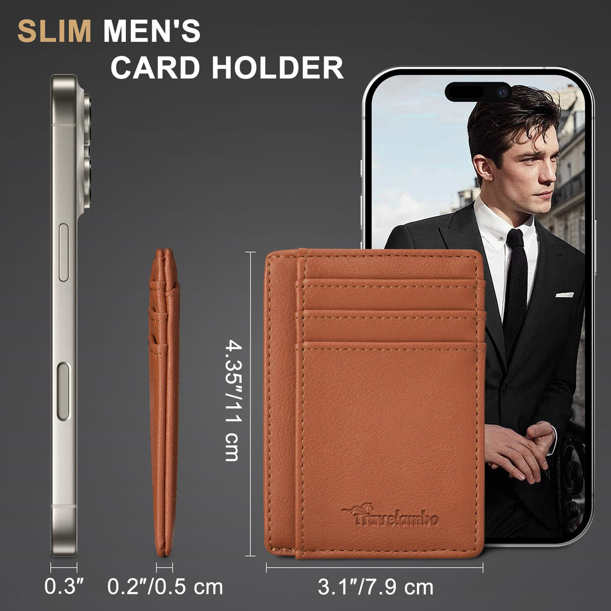 Slim Wallet, Leather, RFID Blocking Medium Size