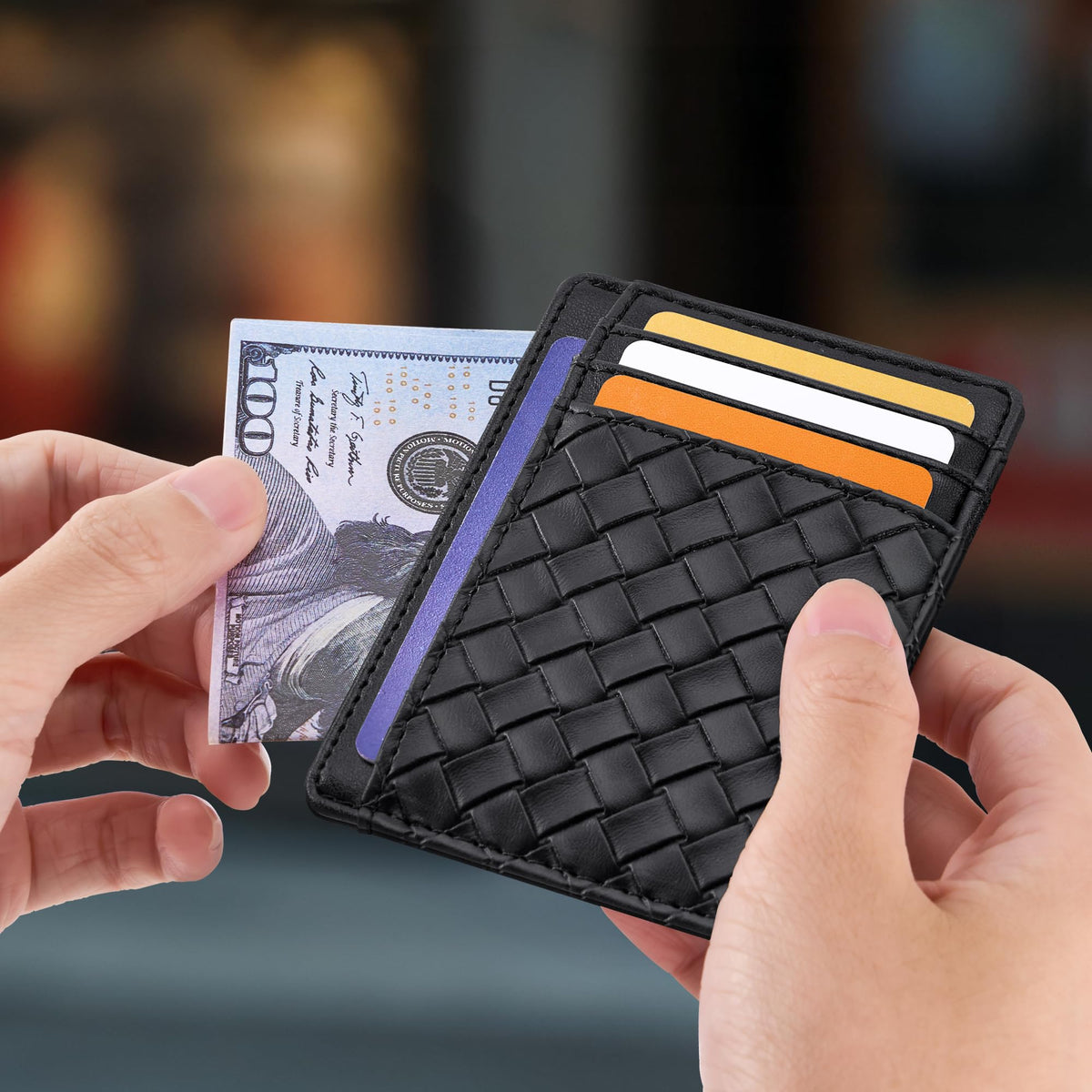 Slim Wallet, Leather, RFID Blocking Medium Size