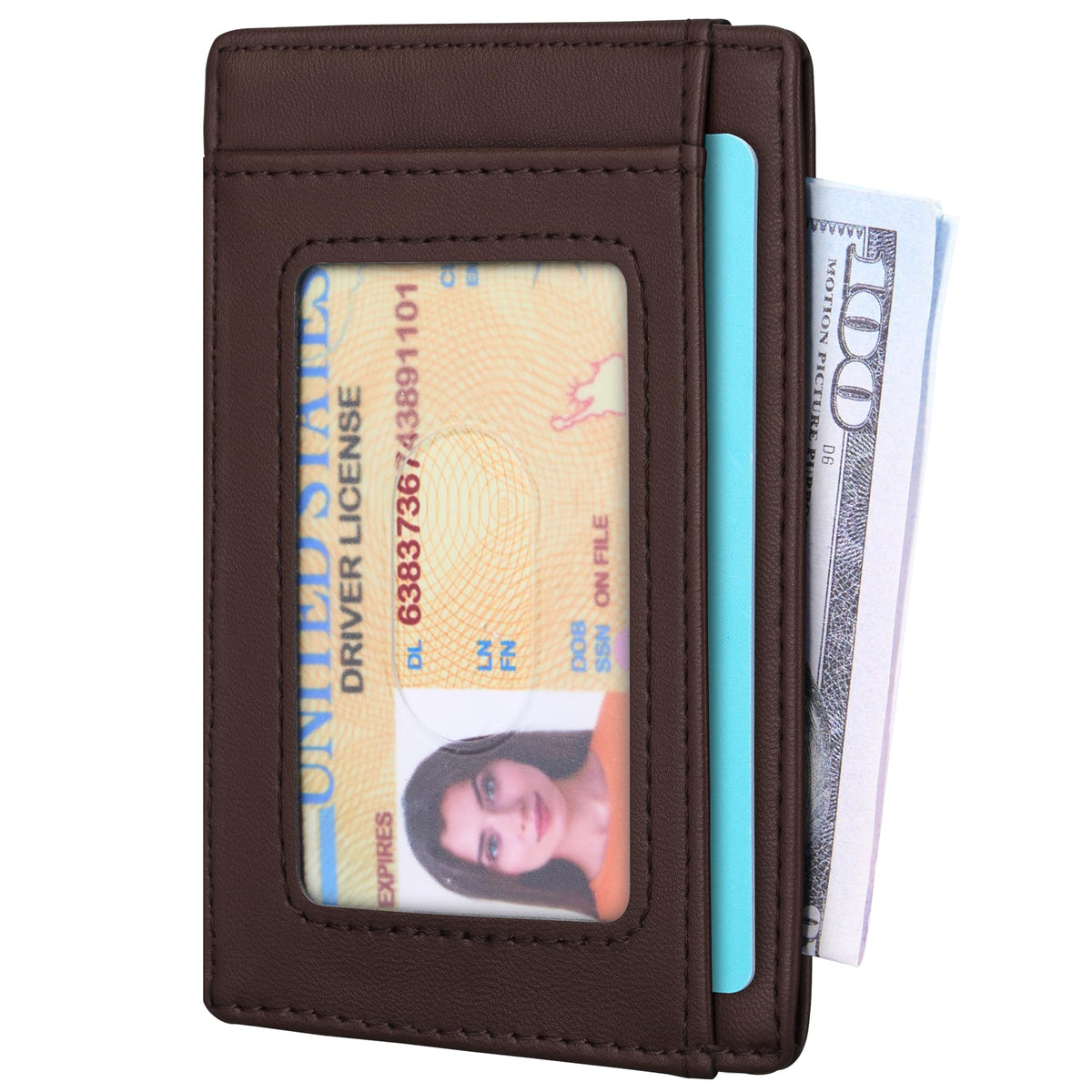 Slim Wallet, Leather, RFID Blocking Medium Size