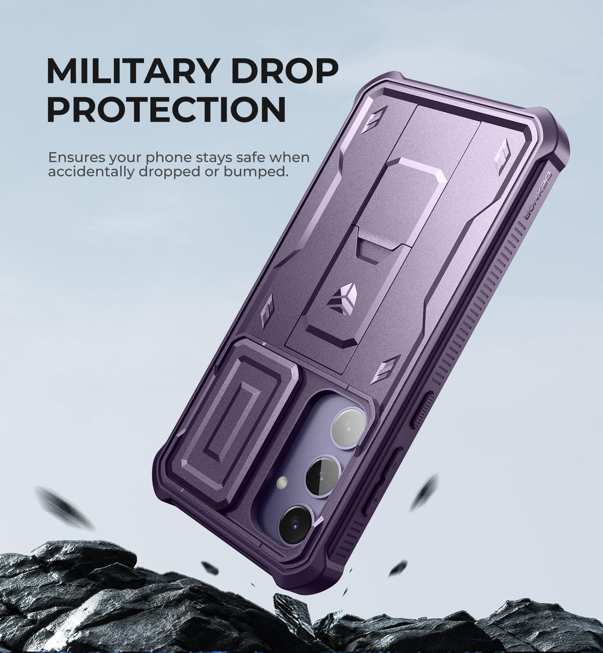 Dexnor for Samsung Galaxy S25 Ultra Case with Built-in Slide Camera Cover & Screen Protector & Kickstand, Heavy-Duty Shockproof Rugged Case Full-Body Bumper Protective Cover - Black