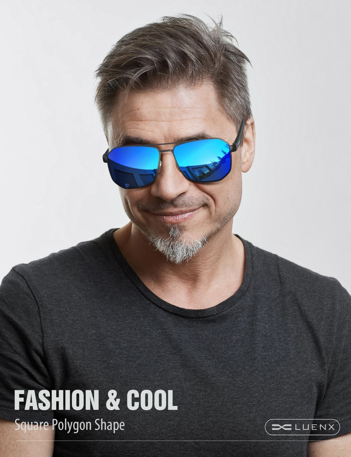 LUENX Aviator Polarized Sunglasses for Men: Square UV400 Driving