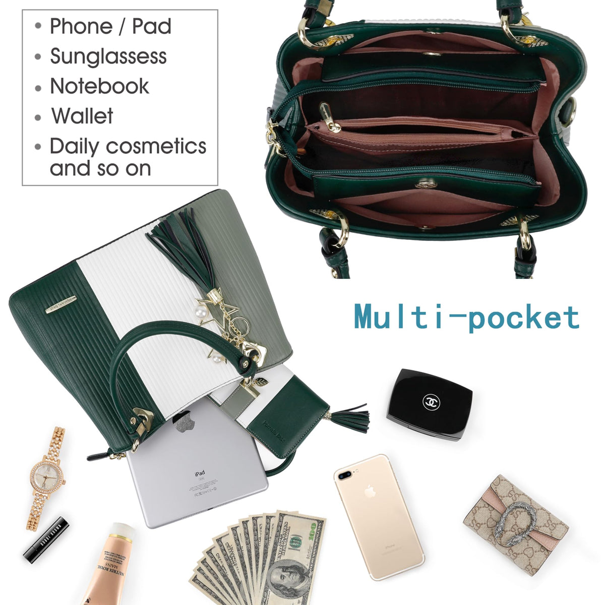Pomelo Best Handbags for Women with Multiple Internal Pockets in Pretty Color Combination