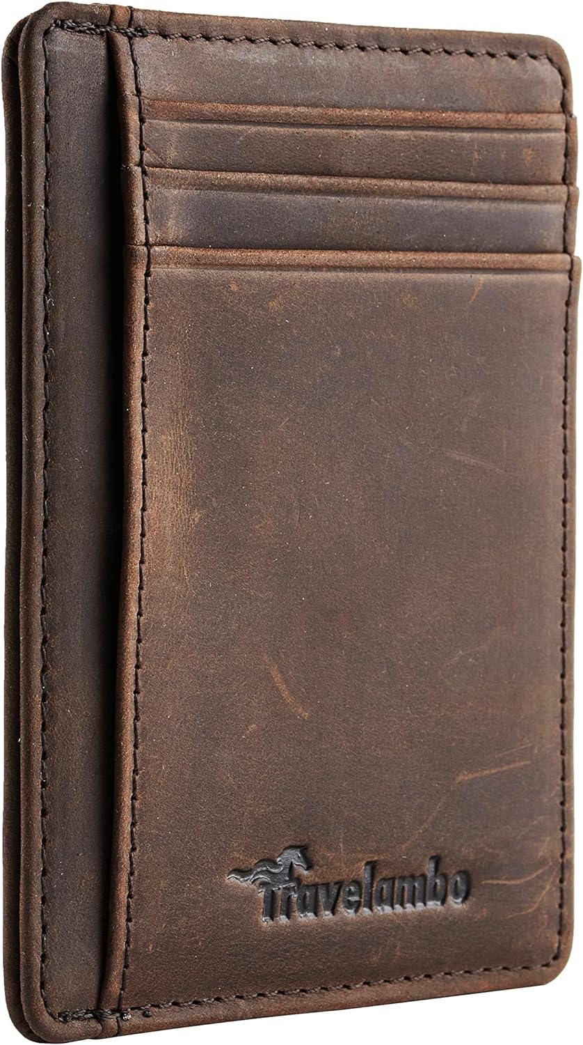 Slim Wallet, Leather, RFID Blocking Medium Size