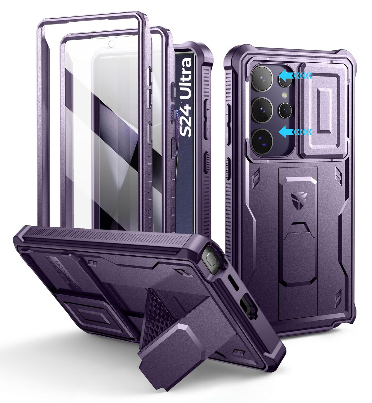 Dexnor for Samsung Galaxy S25 Ultra Case with Built-in Slide Camera Cover & Screen Protector & Kickstand, Heavy-Duty Shockproof Rugged Case Full-Body Bumper Protective Cover - Black