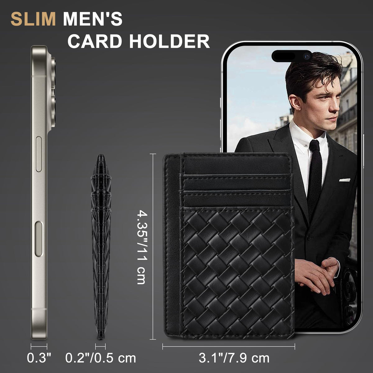 Slim Wallet, Leather, RFID Blocking Medium Size