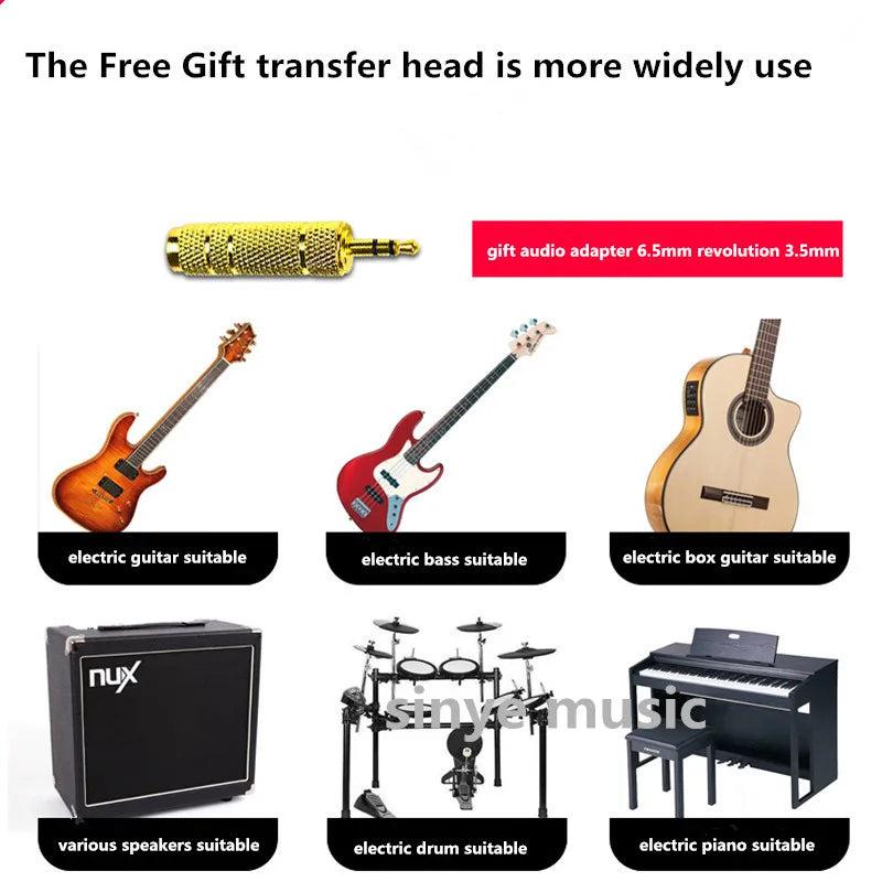 Electric Guitar Cable Wire Cord 3M 5M 10M No Noise Shielded Bass Cable For Guitar Amplifier Accessories Musical Instruments