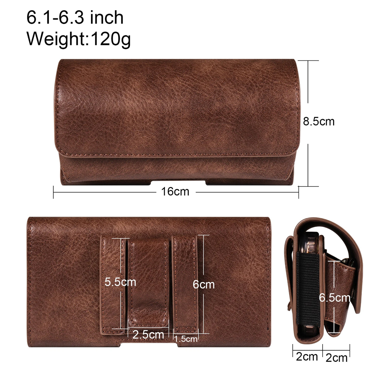 Horizontal Style Mobile Phone Wallet for Men with Card Slot Belt Decoration Magnetic Buckle Closure PU Leather Wallet for App...