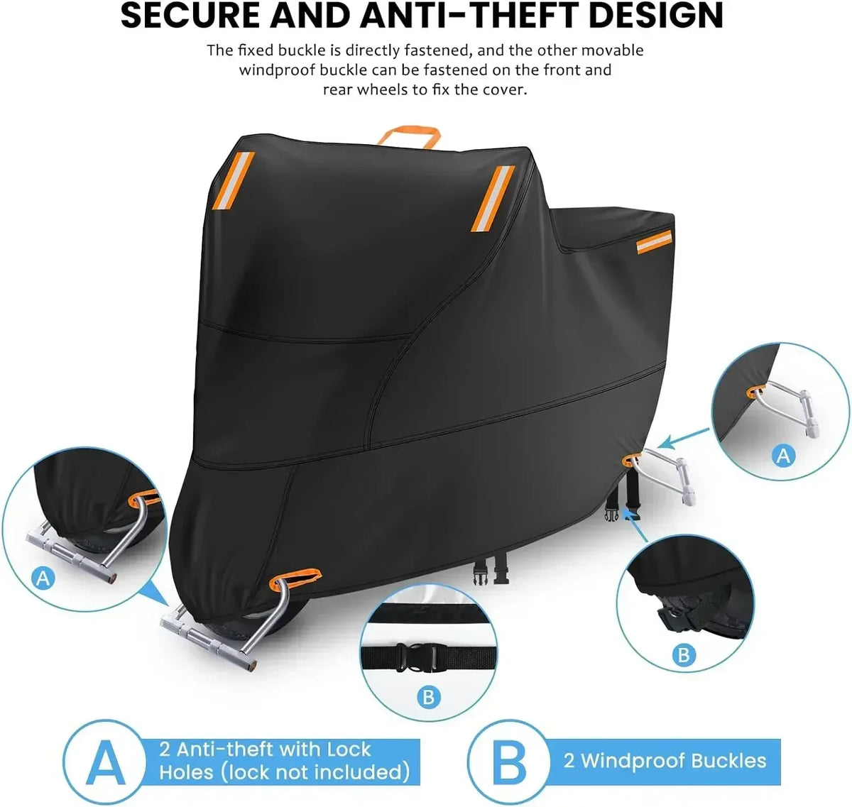 Motorcycle Cover Waterproof All Season Dustproof UV Protective Outdoor Indoor Scooter Wear-resistant Fabric Motorbike Cover