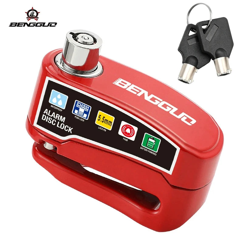 Motorcycle Alarm Lock Bike Disc Lock Warning 110DB Security Alloy Anti Theft Waterproof Brake Rotor Padlock Disc Brake Lock