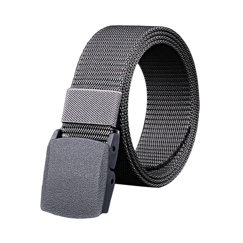 Men Belts Fashion Unisex Jeans Belts Adjustable Belt Men Outdoor Travel Hunting Waist Belt Automatic Plastic Buckle for Pants