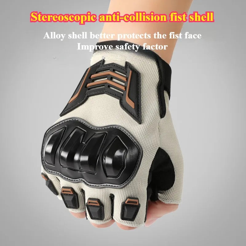 Motorcycle Gloves Half Finger Breathable Wear-resistant Anti Slip Anti Fall Racing Outdoor Cycling Electric Bike Gloves