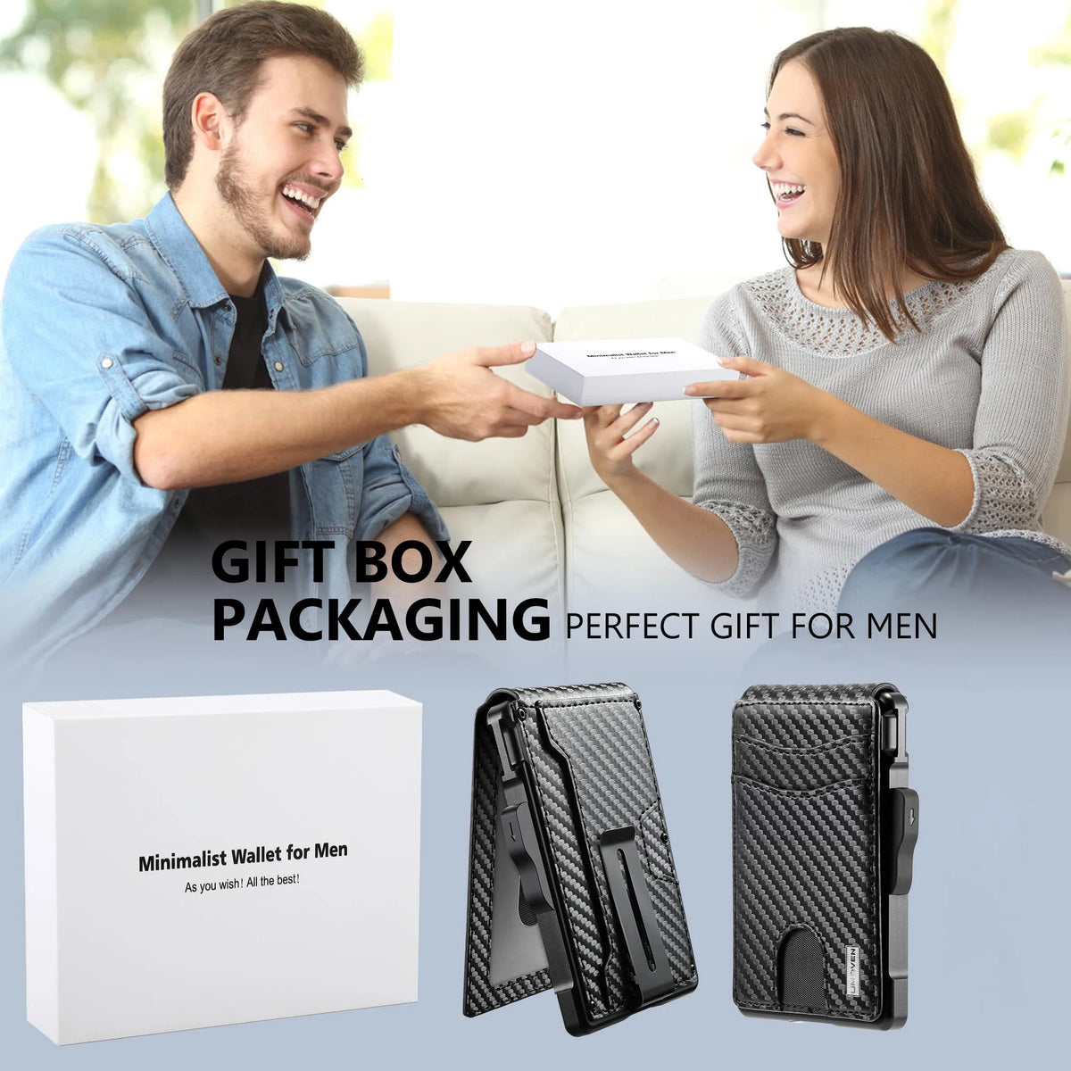 Wallet for Men, Mens Minimalist Wallet 9-13 Cards, Slim Compact Wallet with Money Clip & ID Window, RFID Blocking Smart Pop Up C