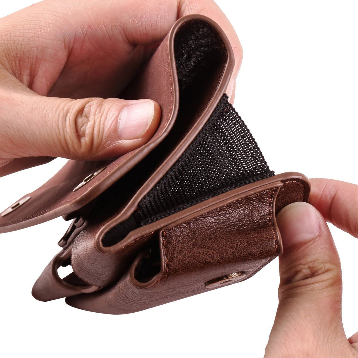 Horizontal Style Mobile Phone Wallet for Men with Card Slot Belt Decoration Magnetic Buckle Closure PU Leather Wallet for App...