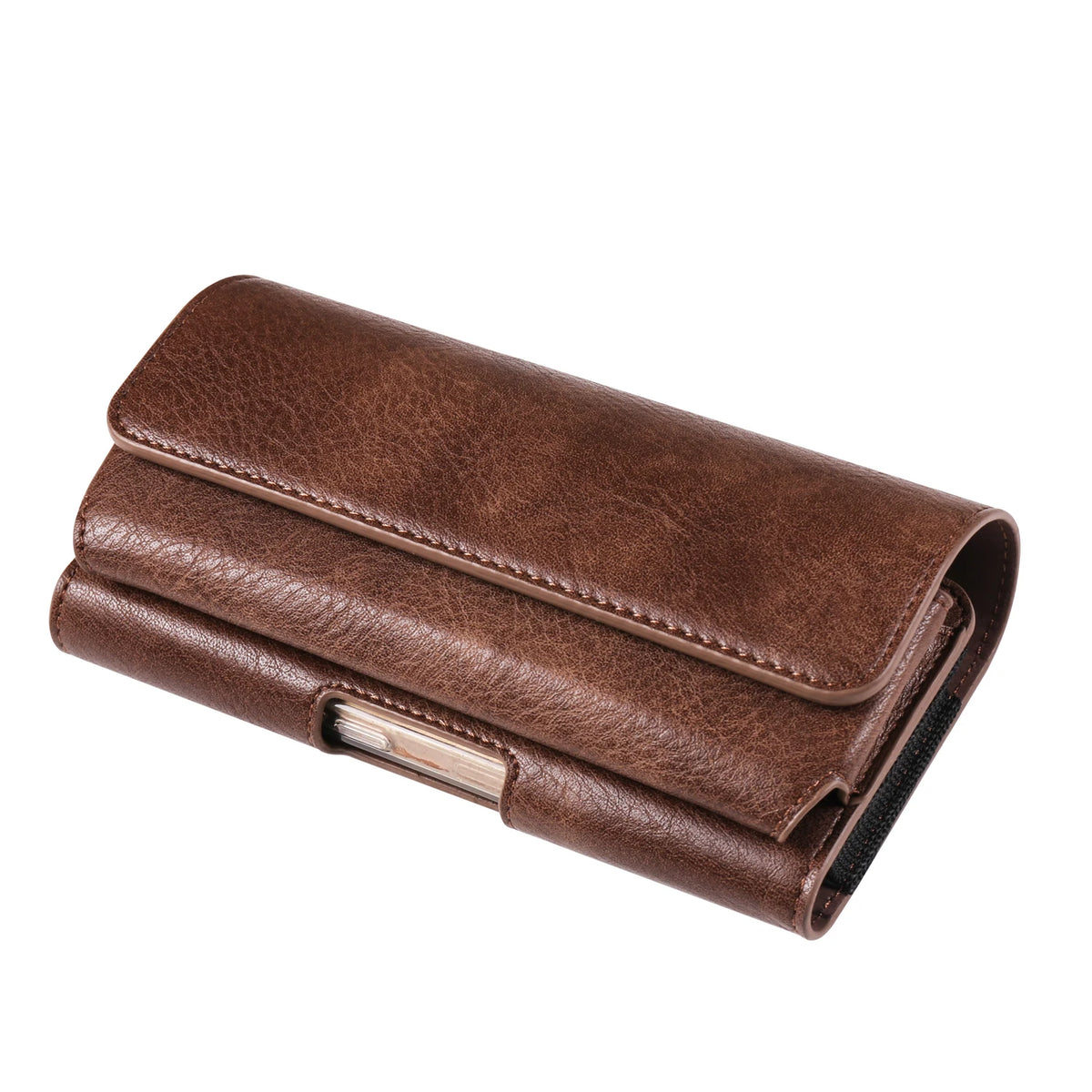 Horizontal Style Mobile Phone Wallet for Men with Card Slot Belt Decoration Magnetic Buckle Closure PU Leather Wallet for App...