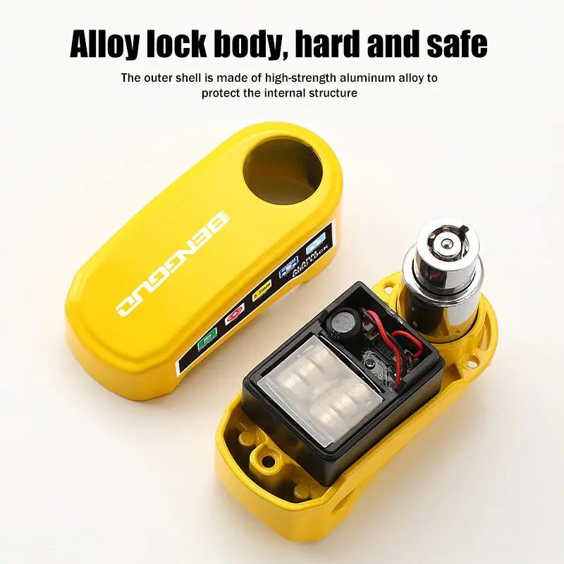 Disc Brake Lock with Motion Alarm for Motorbikes Scooters Bicycles Anti Theft Safety