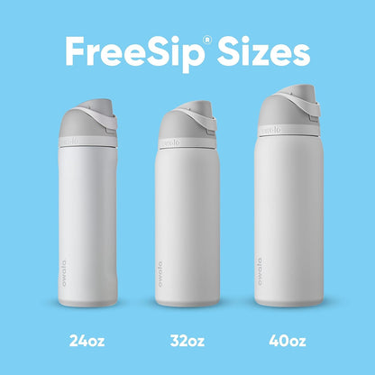 Owala FreeSip Insulated Stainless Steel Water Bottle with Straw for Sports and Travel, BPA-Free, 24oz, Foggy Tide