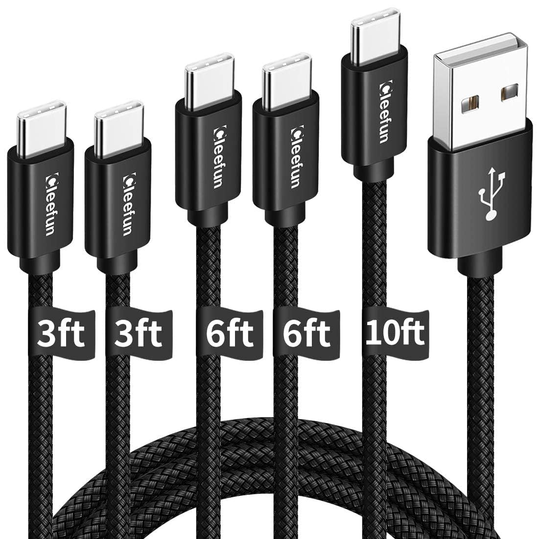 USB C Cable 6ft 5pack CLEEFUN | USB A to USB C Fast Charging USBC Cable