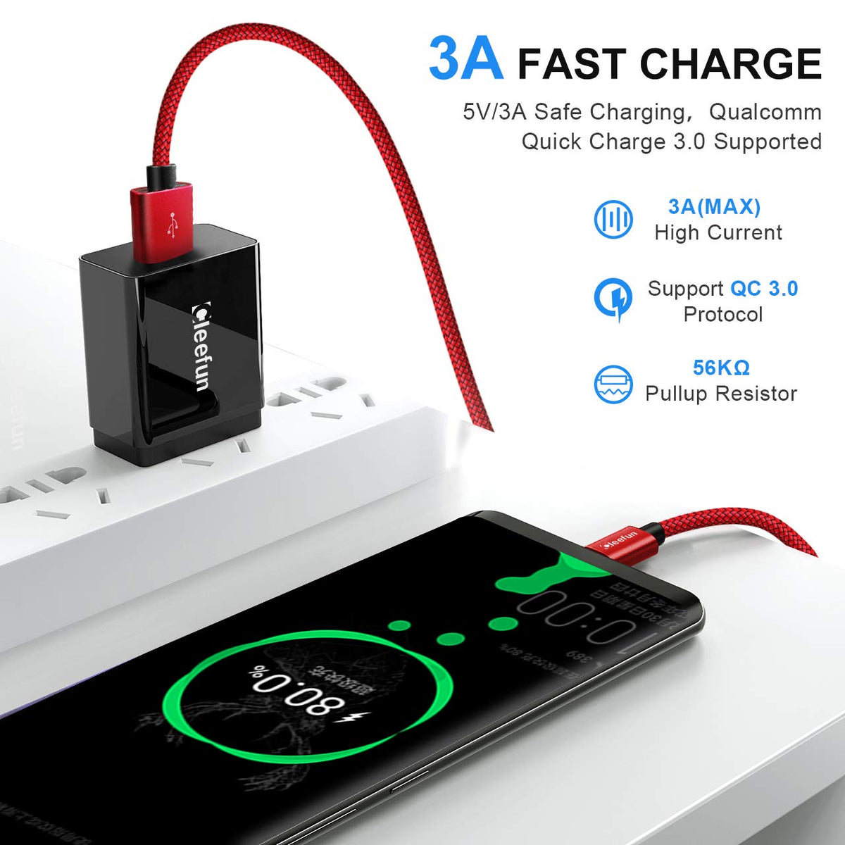 USB C Cable 6ft 5pack CLEEFUN | USB A to USB C Fast Charging USBC Cable