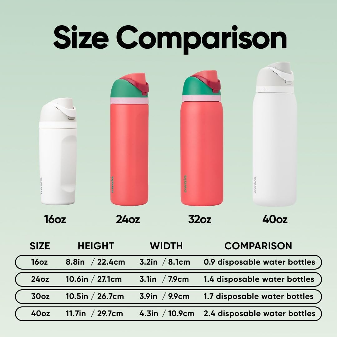 Owala FreeSip Insulated Stainless Steel Water Bottle with Straw for Sports and Travel, BPA-Free, 24oz, Foggy Tide